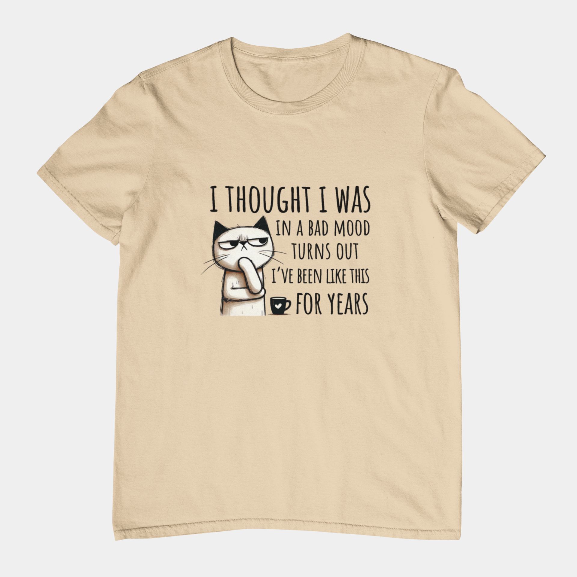 T-Shirt I Thought I Was In a Bad Mood T-Shirt – Grumpy Cat Humor Tee