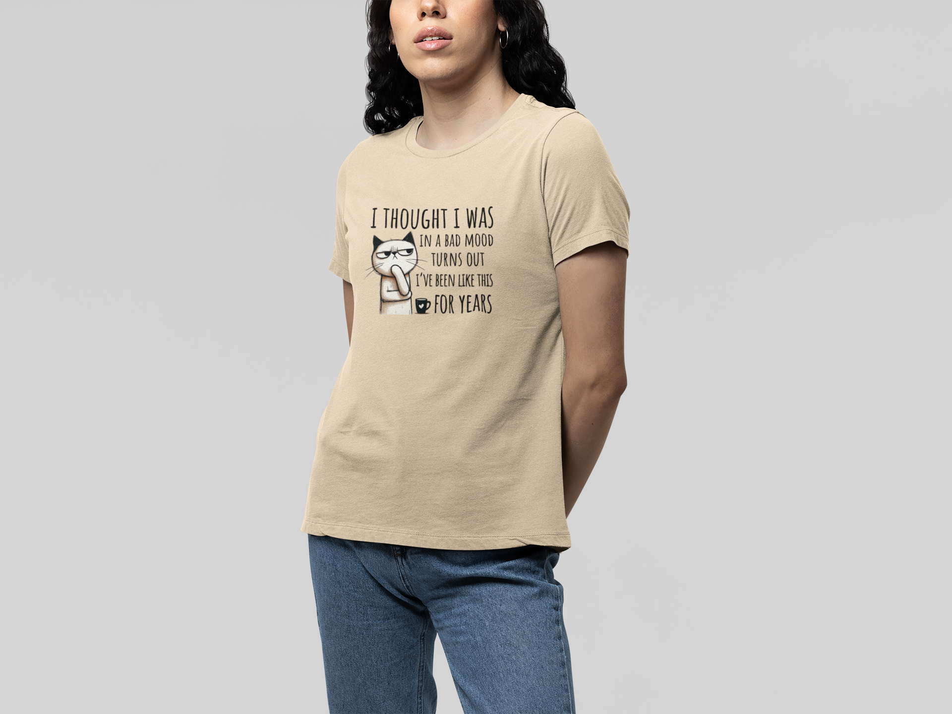 T-Shirt I Thought I Was In a Bad Mood T-Shirt – Grumpy Cat Humor Tee