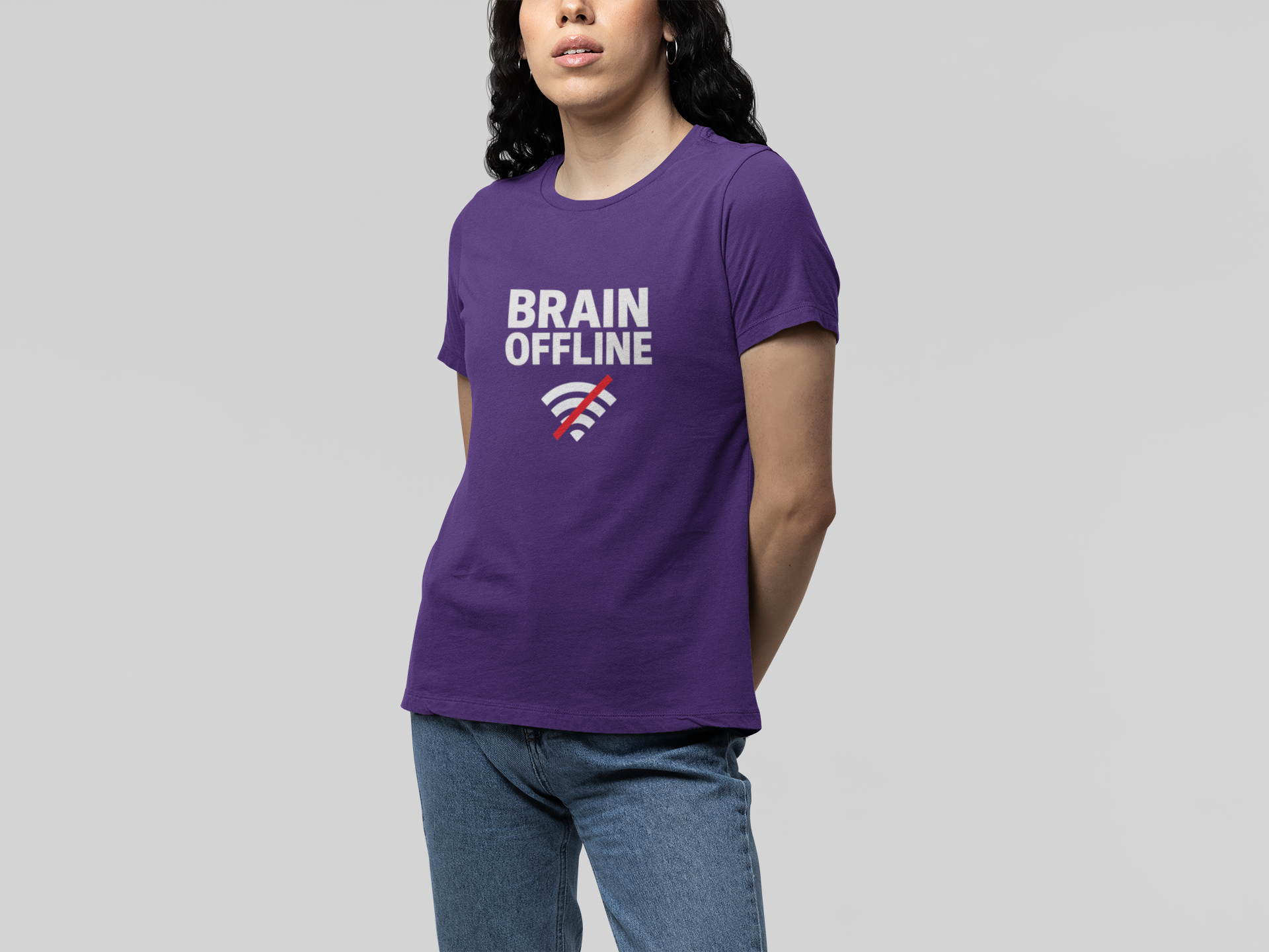 T-Shirt BRAIN OFFLINE T-Shirt – Funny Minimalist Graphic Tee for Adults