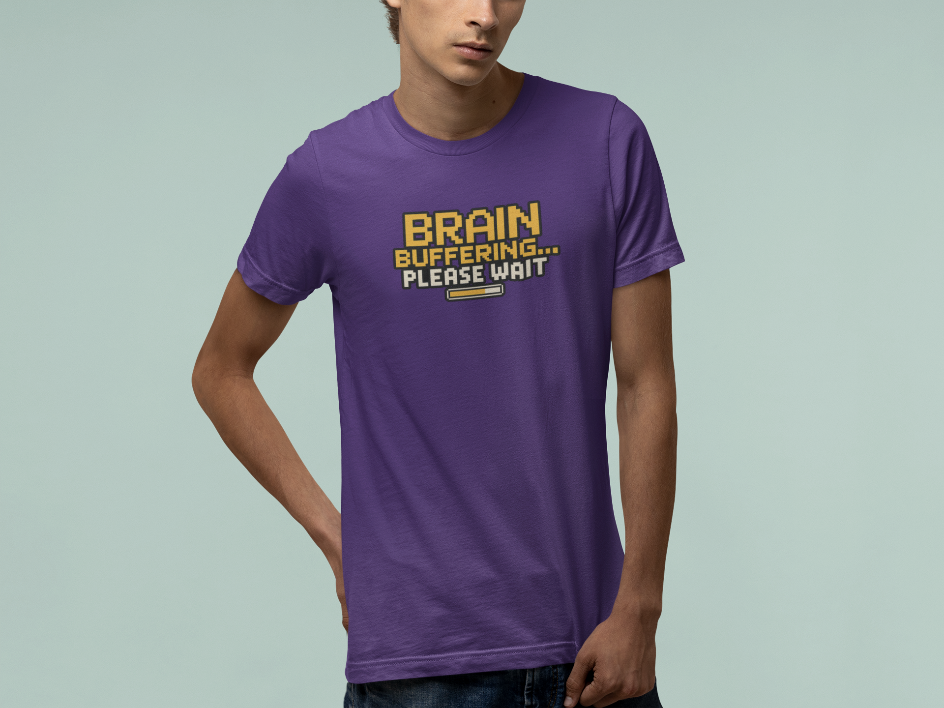 T-Shirt BRAIN BUFFERING Retro Pixel ADHD Loading Screen Graphic T-Shirt