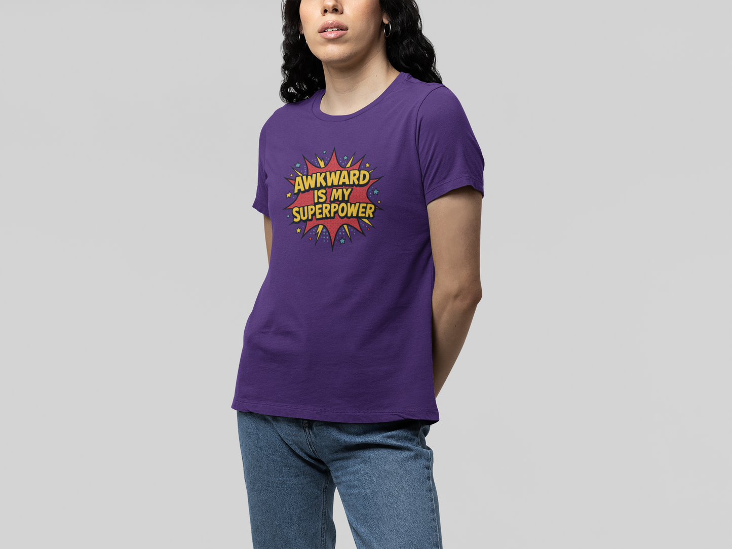 T-Shirt AWKWARD IS MY SUPERPOWER Comic Pop Art Introvert Graphic T-Shirt