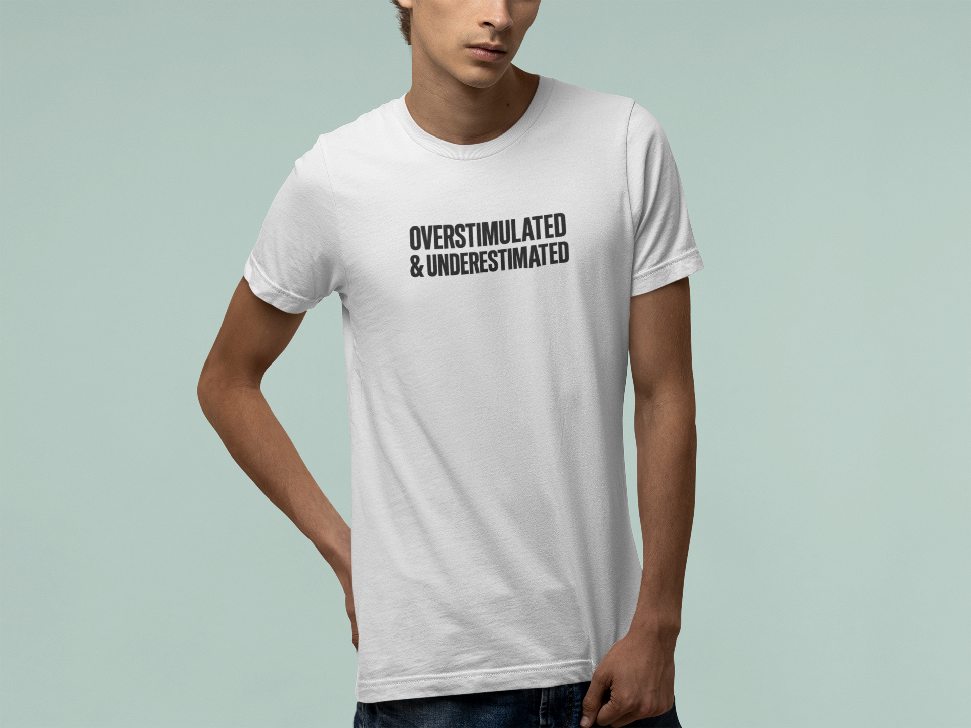 T-Shirt OVERSTIMULATED & UNDERESTIMATED ADHD Minimalist Graphic T-Shirt