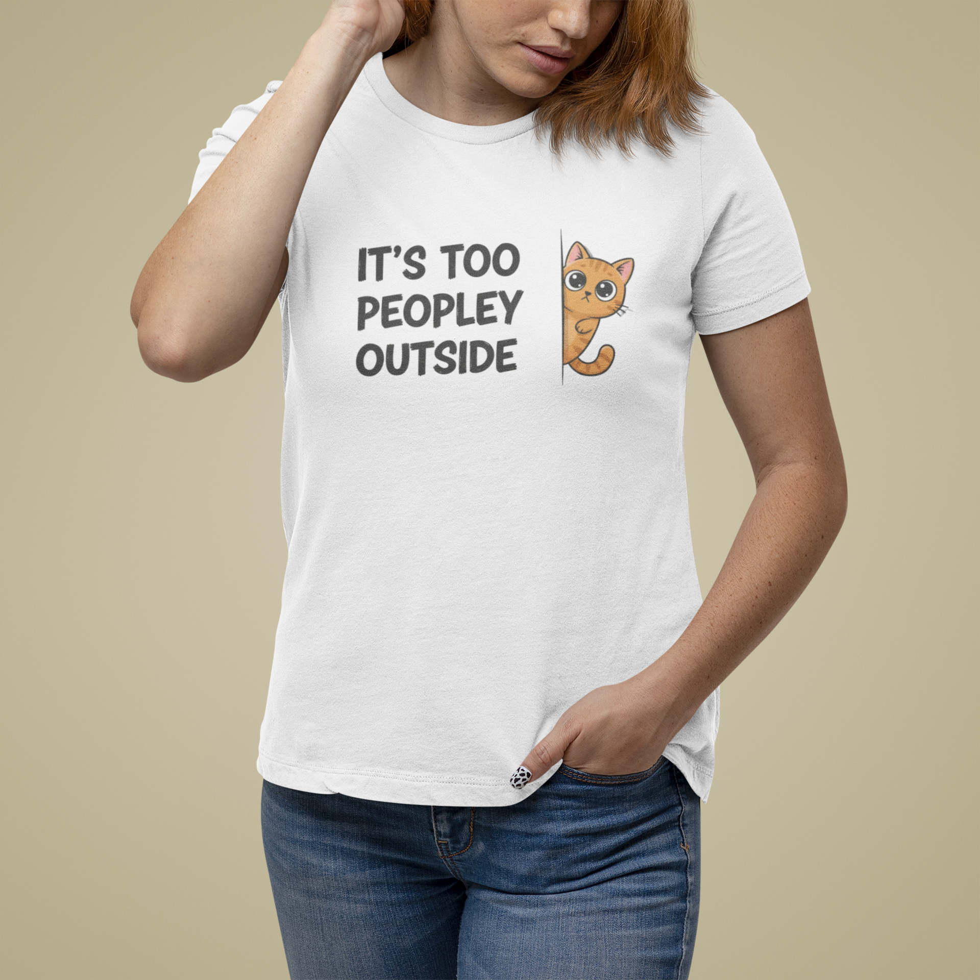 T-Shirt IT'S TOO PEOPLEY OUTSIDE Shirt – Funny Cat Lover Introvert Tee