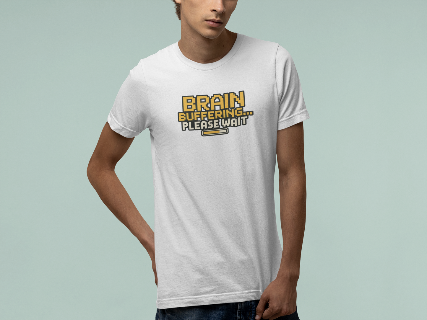 T-Shirt BRAIN BUFFERING Retro Pixel ADHD Loading Screen Graphic T-Shirt