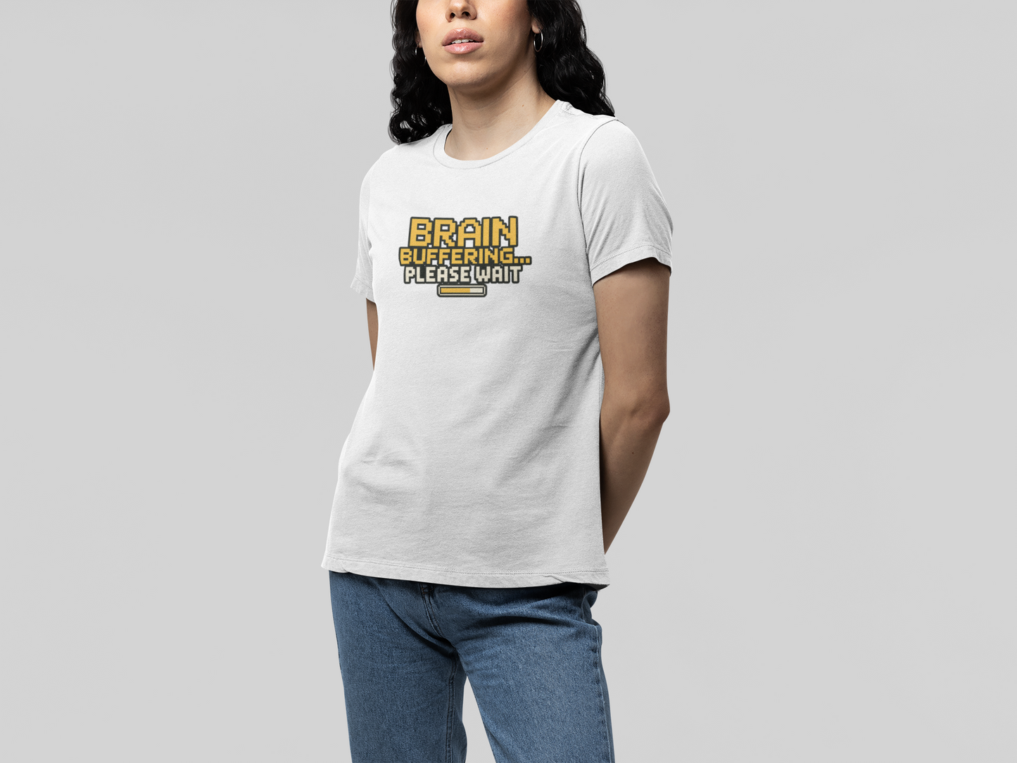 T-Shirt BRAIN BUFFERING Retro Pixel ADHD Loading Screen Graphic T-Shirt