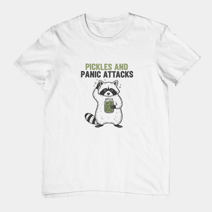 T-Shirt Pickles and Panic Attacks T-Shirt – Vintage Raccoon Graphic Tee