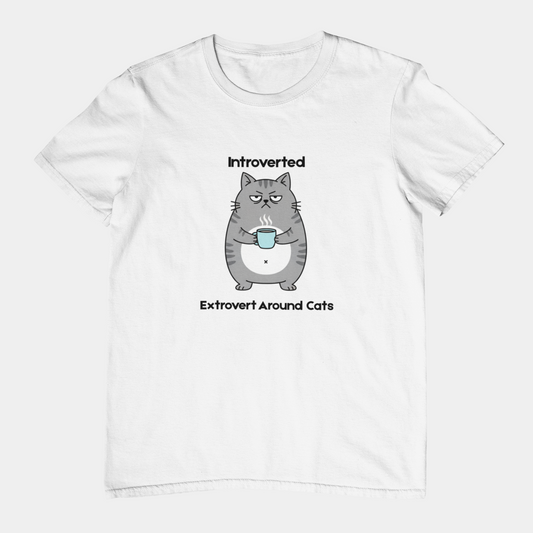 T-Shirt Introverted Extrovert Around Cats Shirt – Funny Cat Lover Tee