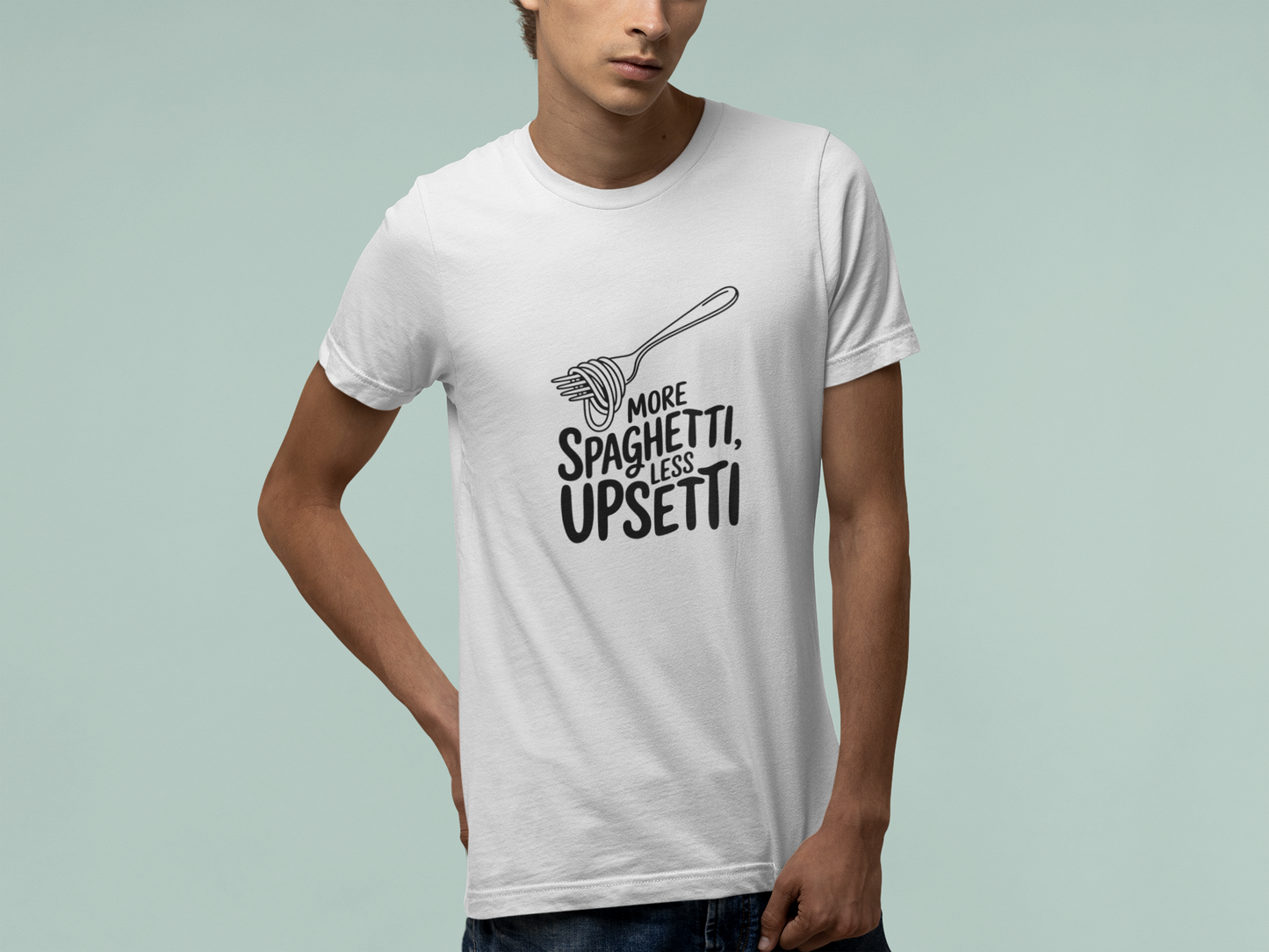 T-Shirt More Spaghetti Less Upsetti T-Shirt – Funny Pasta Pun Foodie Tee