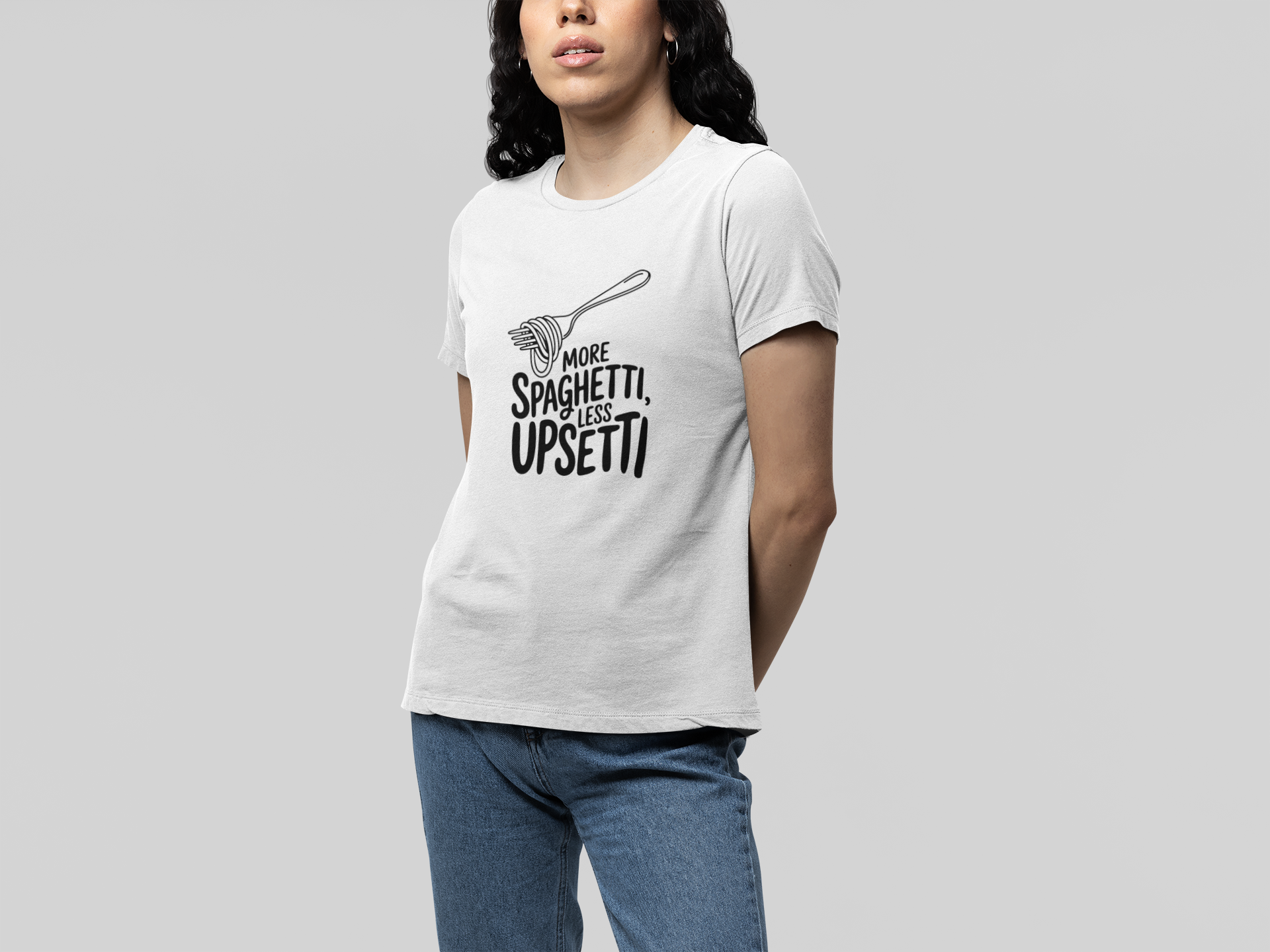 T-Shirt More Spaghetti Less Upsetti T-Shirt – Funny Pasta Pun Foodie Tee