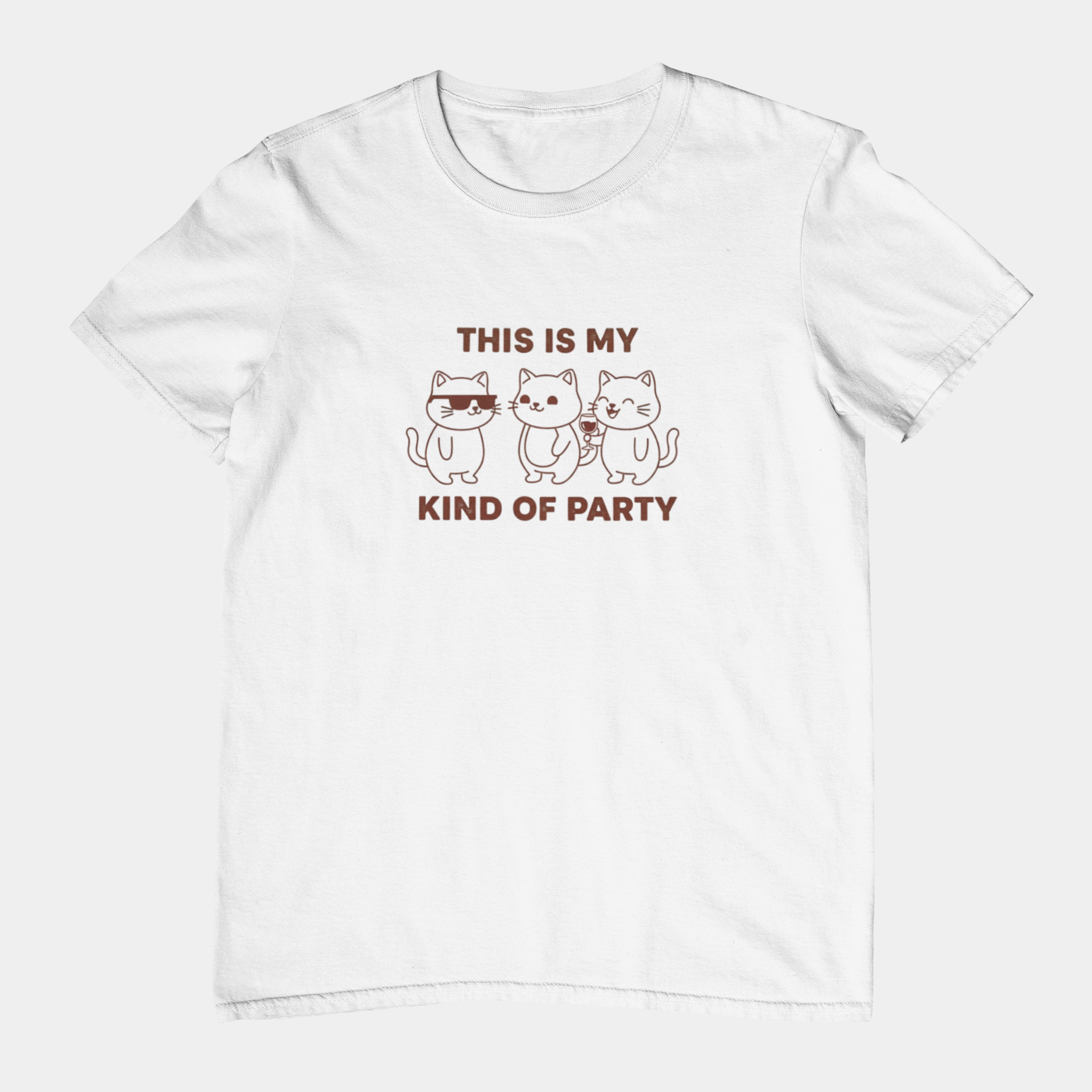 T-Shirt This Is My Kind of Party Cat Shirt – Funny Cartoon Wine T-Shirt