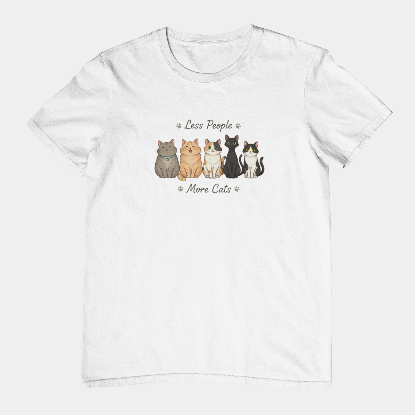 T-Shirt Less People More Cats Shirt – Cute Funny Cat Lover Graphic Tee