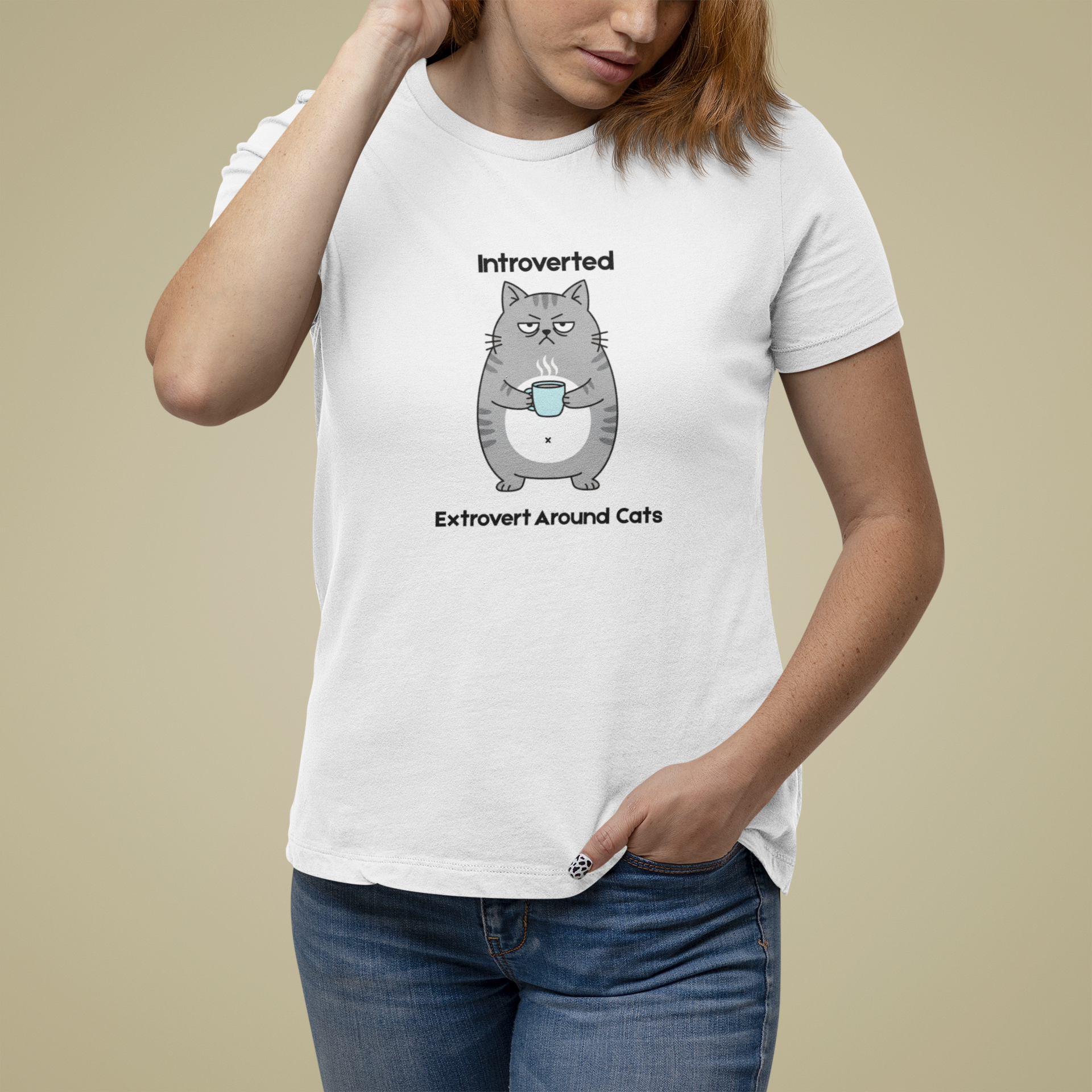 T-Shirt Introverted Extrovert Around Cats Shirt – Funny Cat Lover Tee