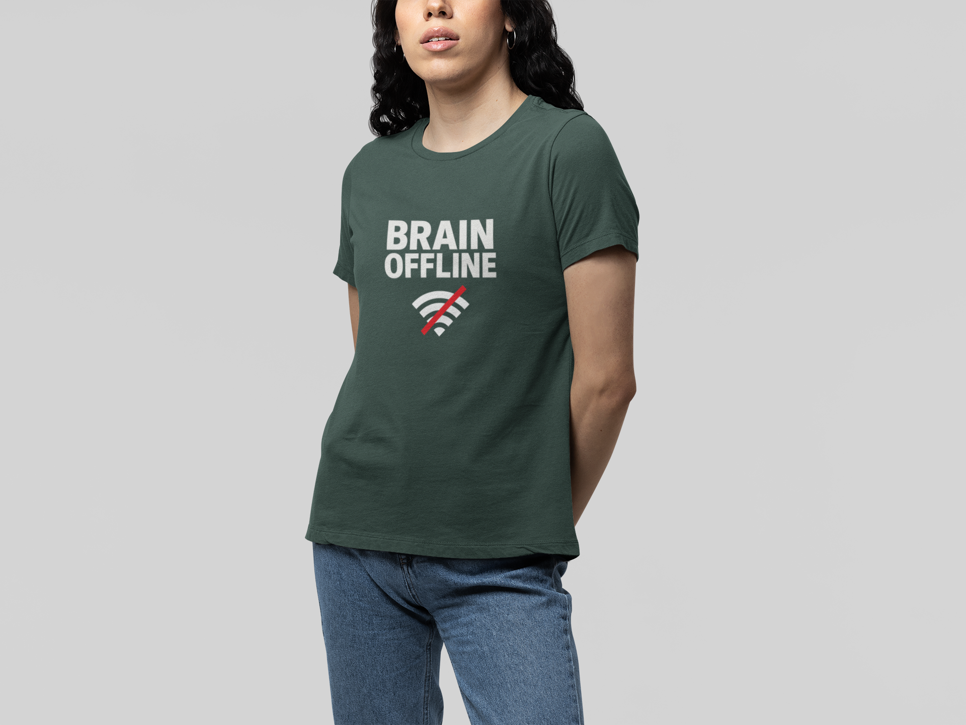 T-Shirt BRAIN OFFLINE T-Shirt – Funny Minimalist Graphic Tee for Adults